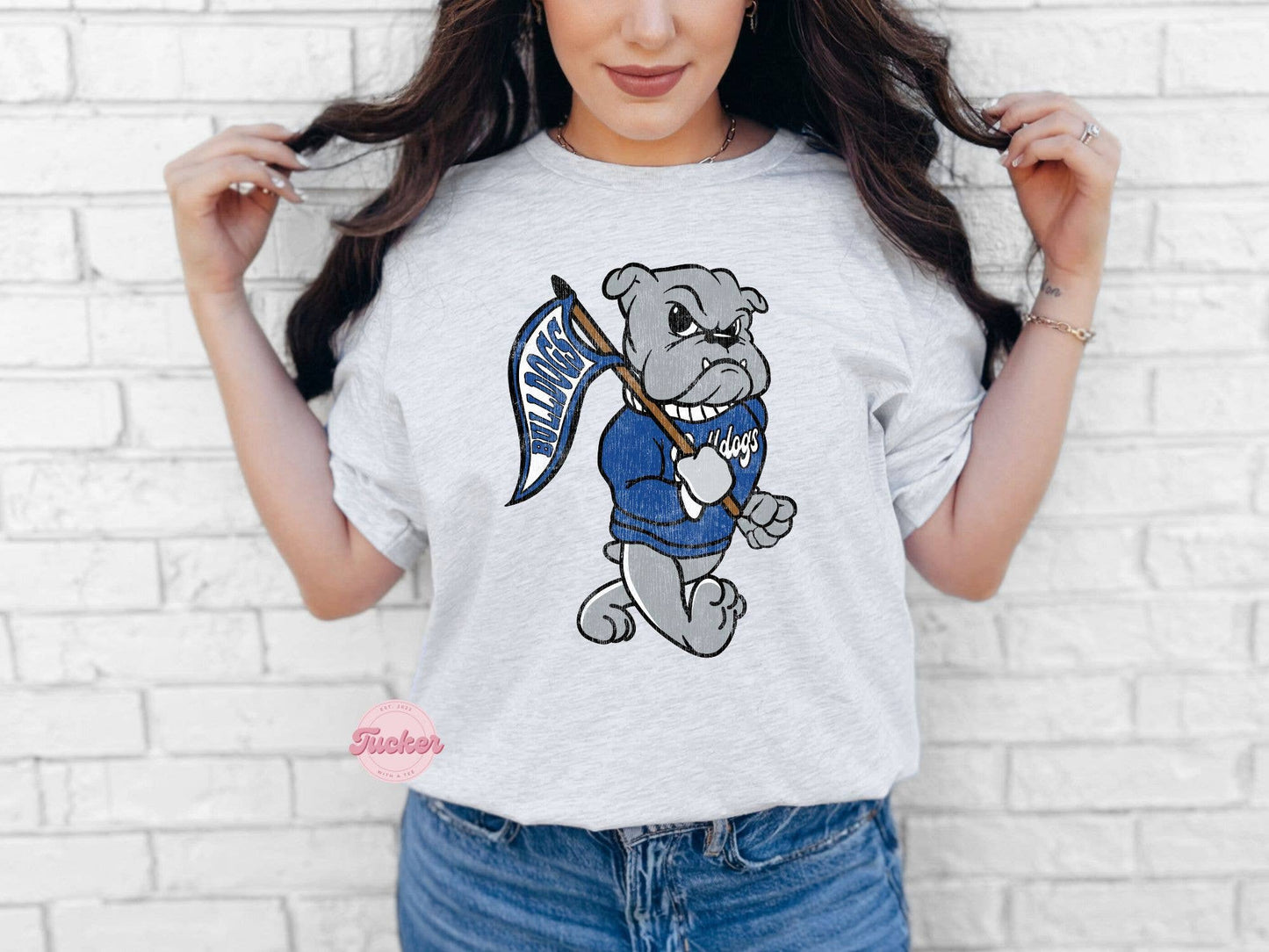 VINTAGE BULLDOG Tee in Ash Gray