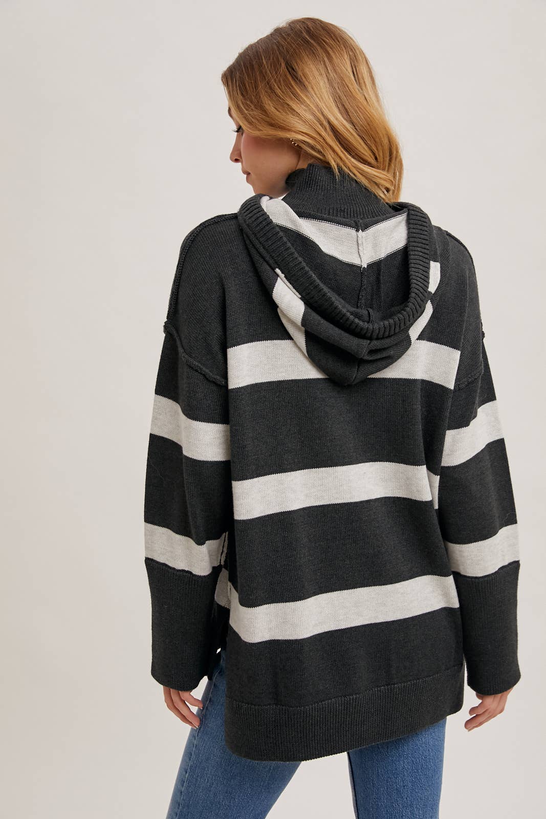 Mock Neck Hooded Sweater