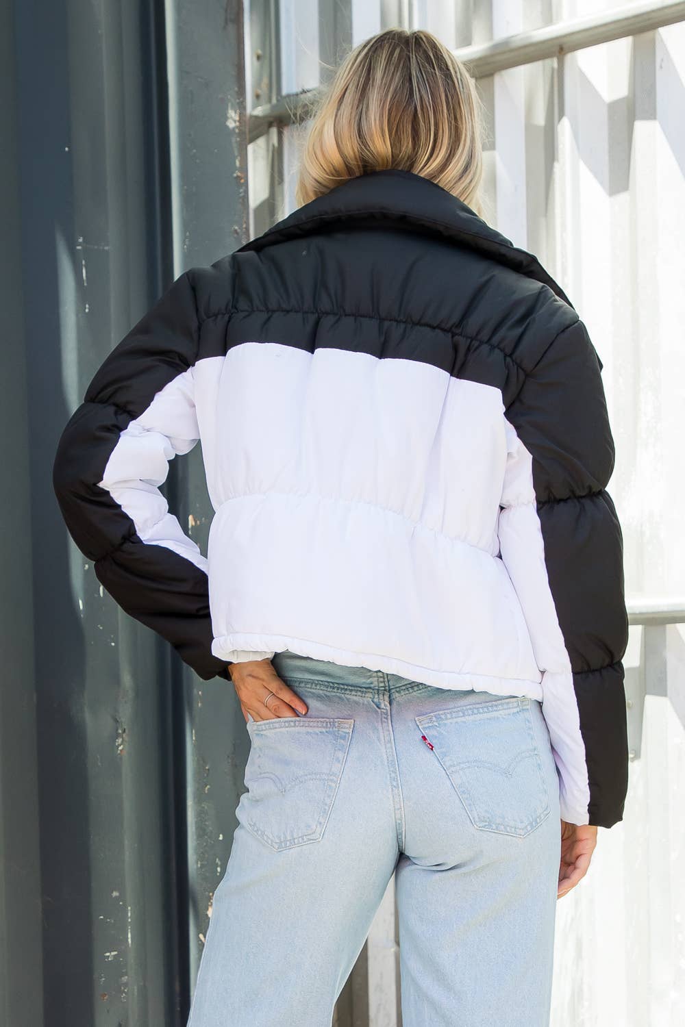 Puffer Jacket-Black and White