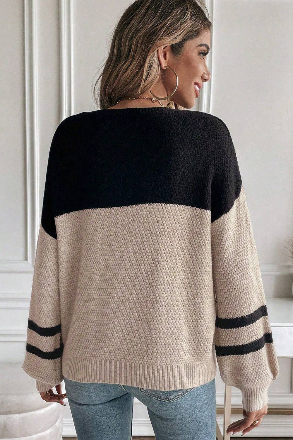 Knit Striped Sleeve Sweater