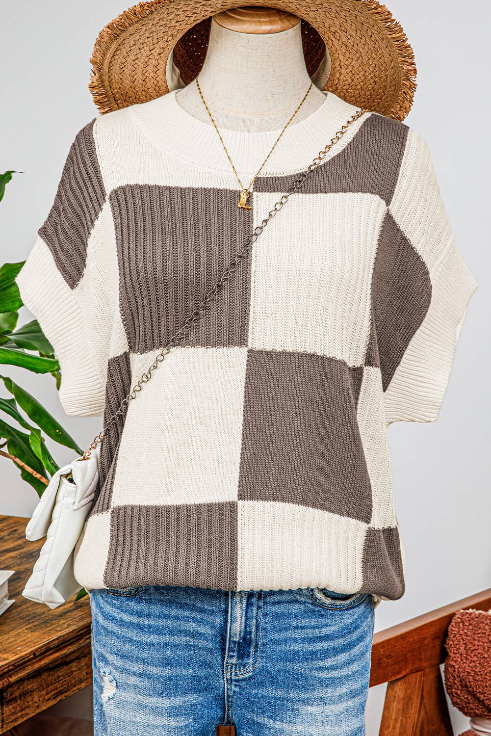 Colorblock Short Sleeve Sweater