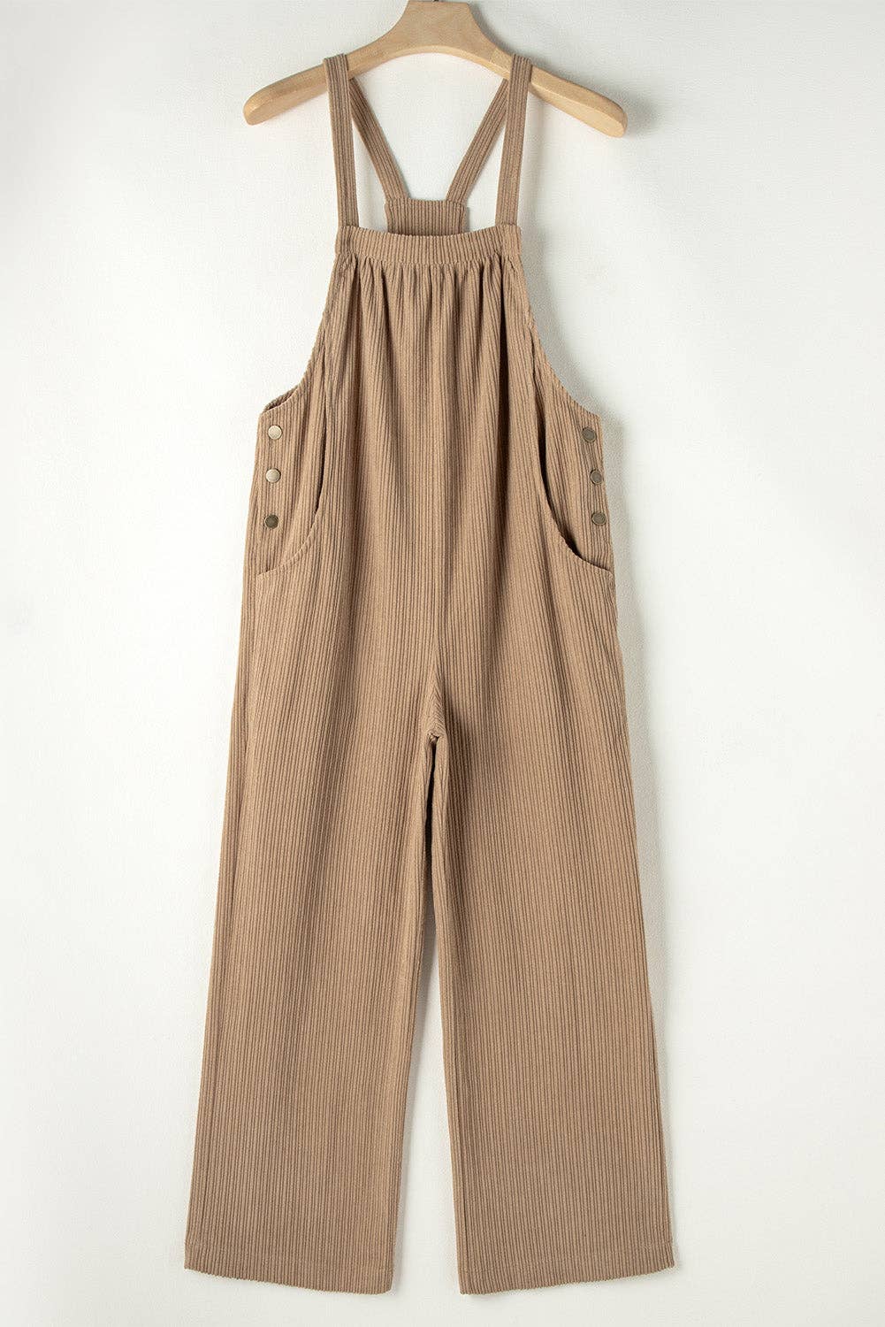 Solid Pocketed Corduroy Overalls