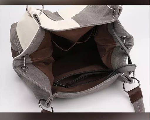 Colorblock Canvas Shoulder Bag