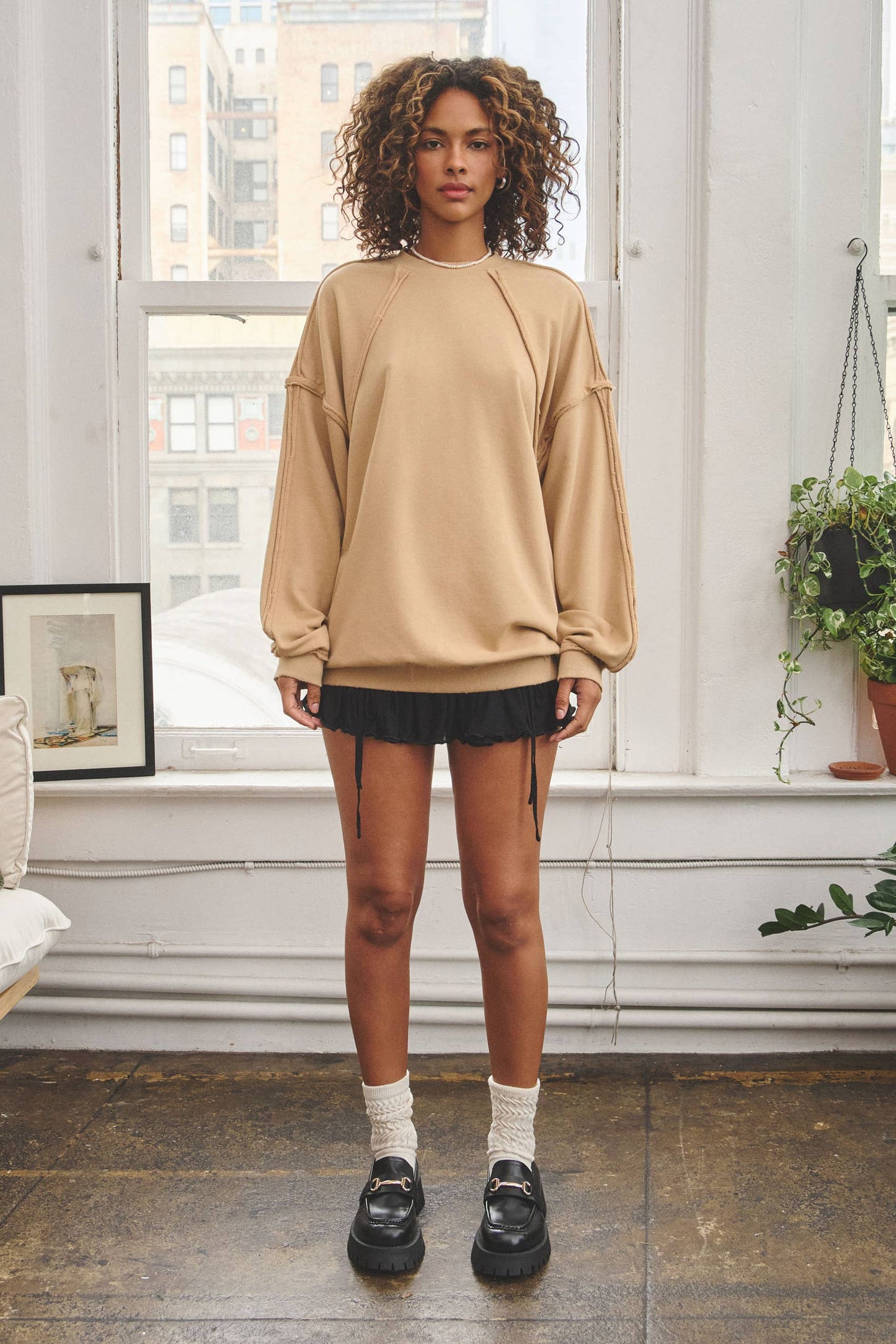 French crewneck in tan