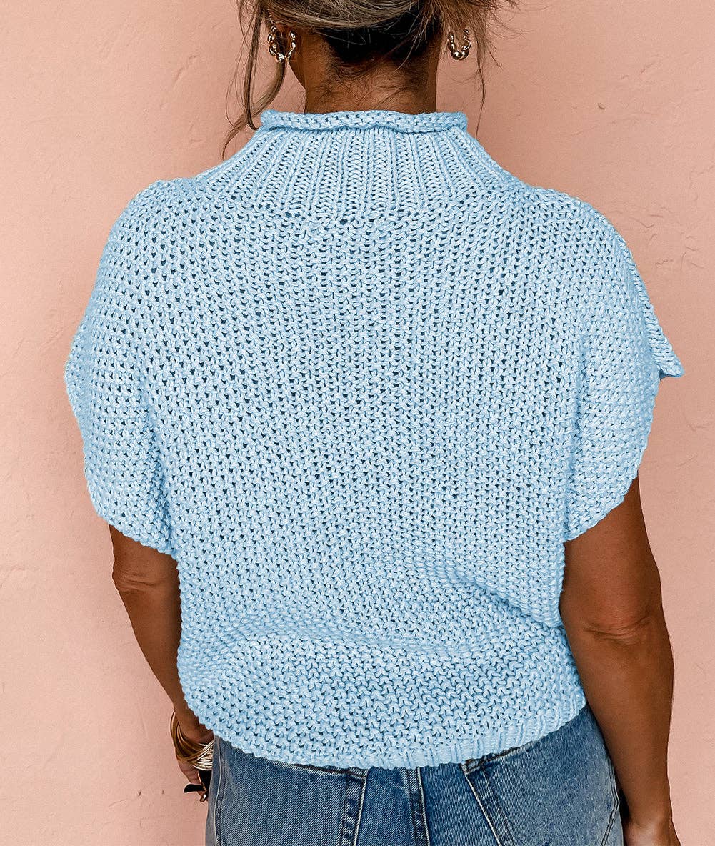 High Neck Short Sleeve Sweater