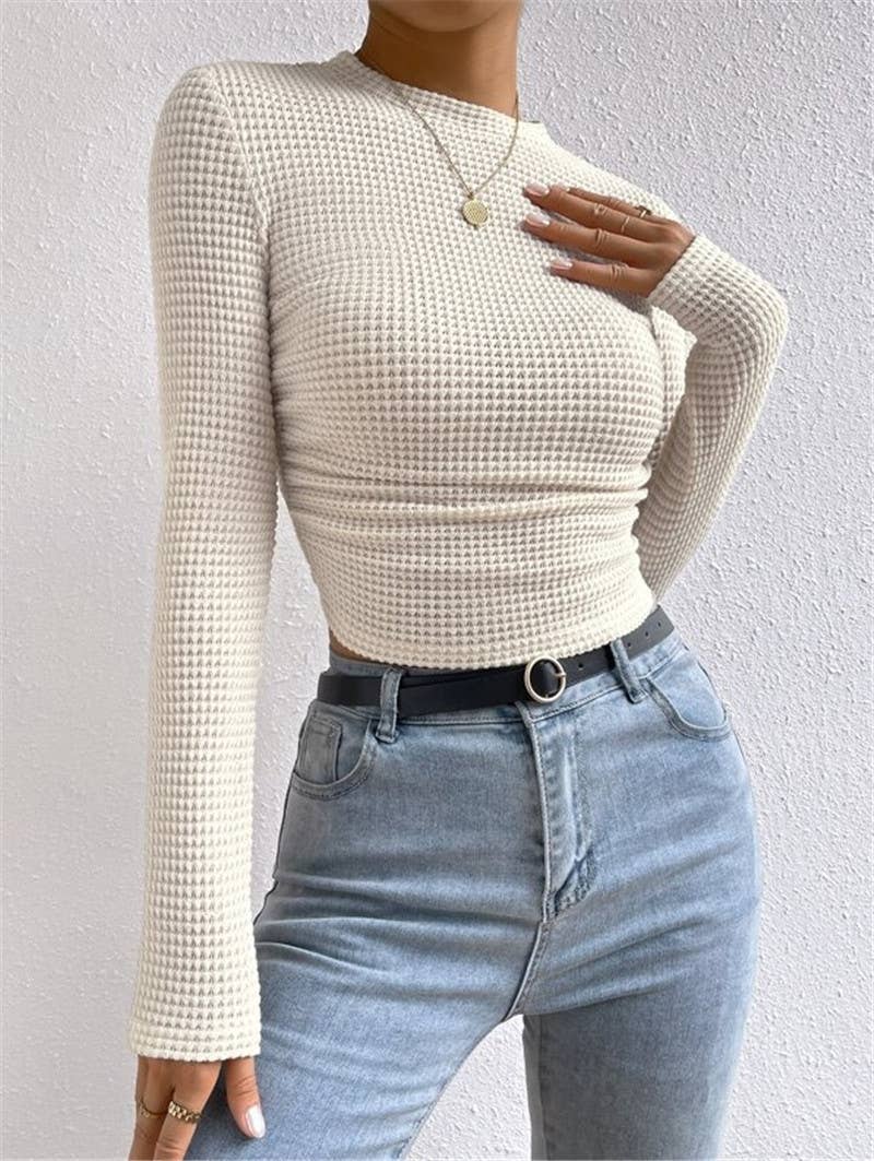 Waffle slim fit long sleeve t-shirt