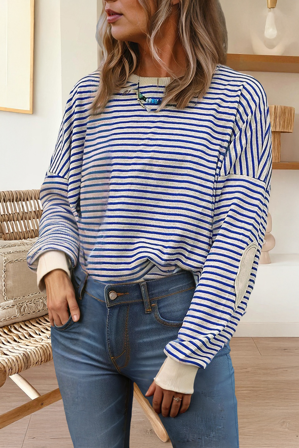 Elbow Patched Crew Neck