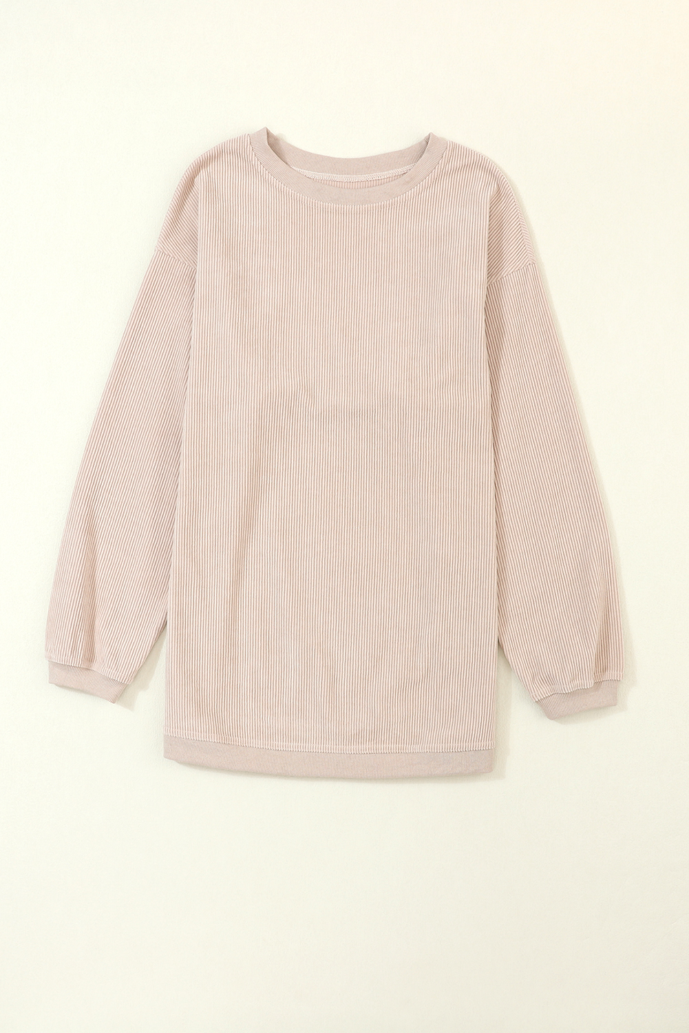 Long Sleeve Ribbed Corded Oversized Sweatshirt