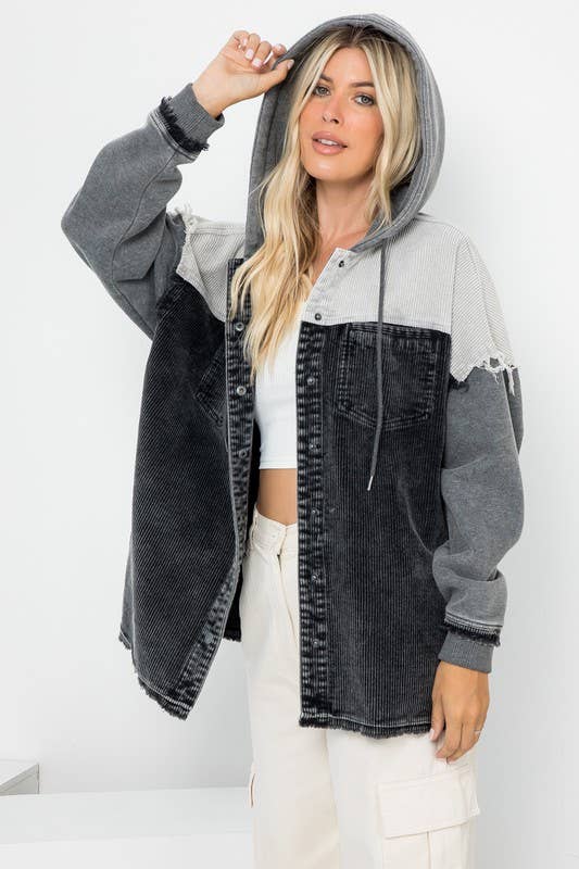 Plus Size Hooded Shacket