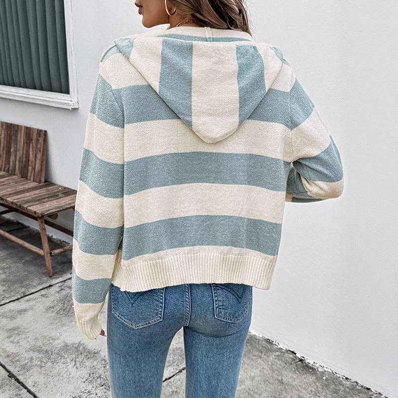 Striped Hoodie Cardigan