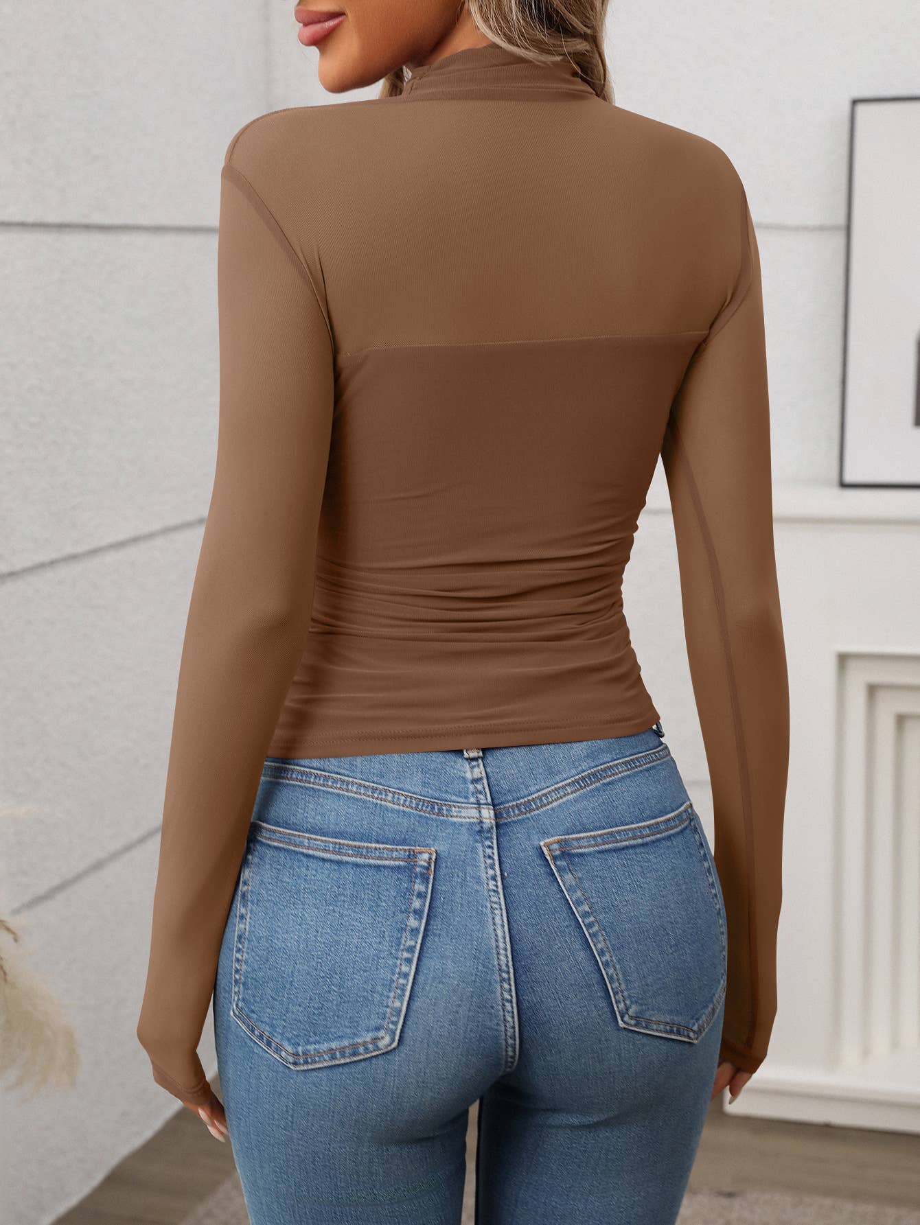 High Neck Sheer Mesh Top