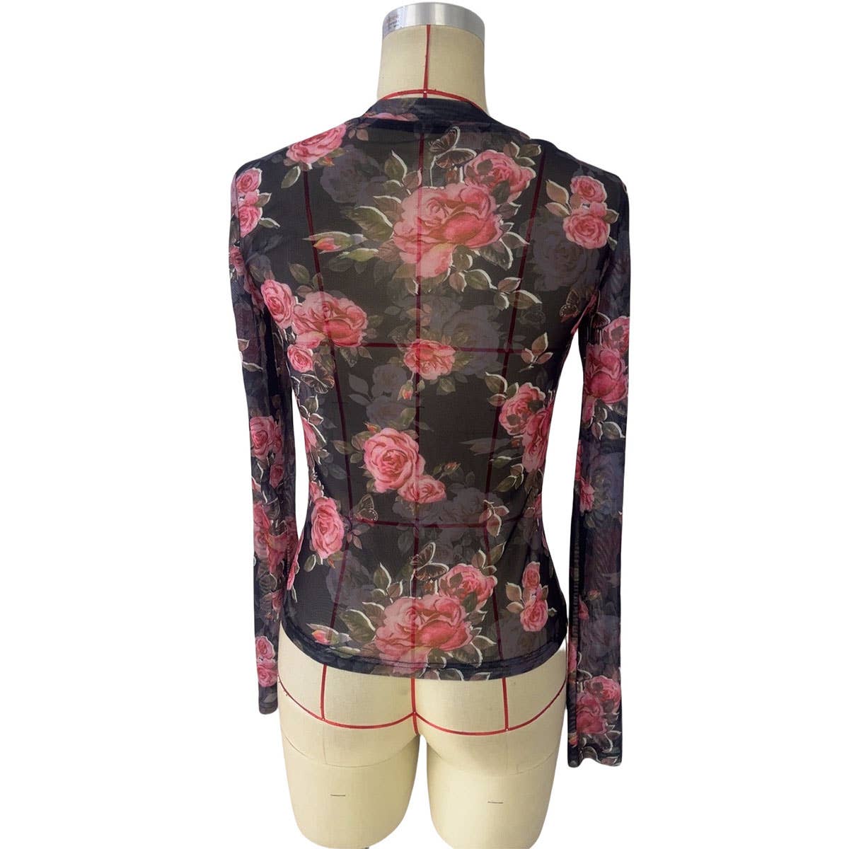 SHEER ROSE LACE TOP