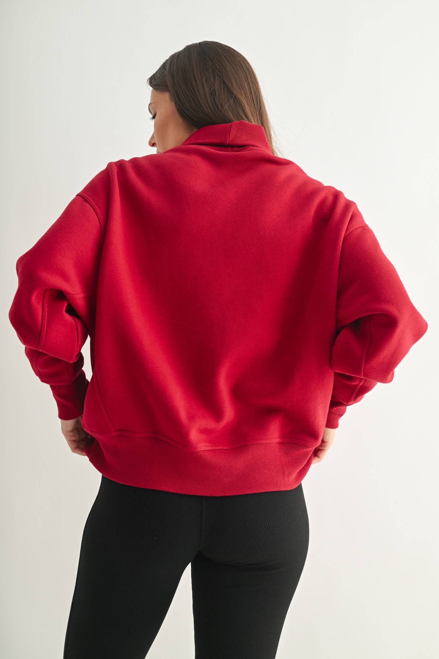 Cotton Blend Mock Neck Pullover