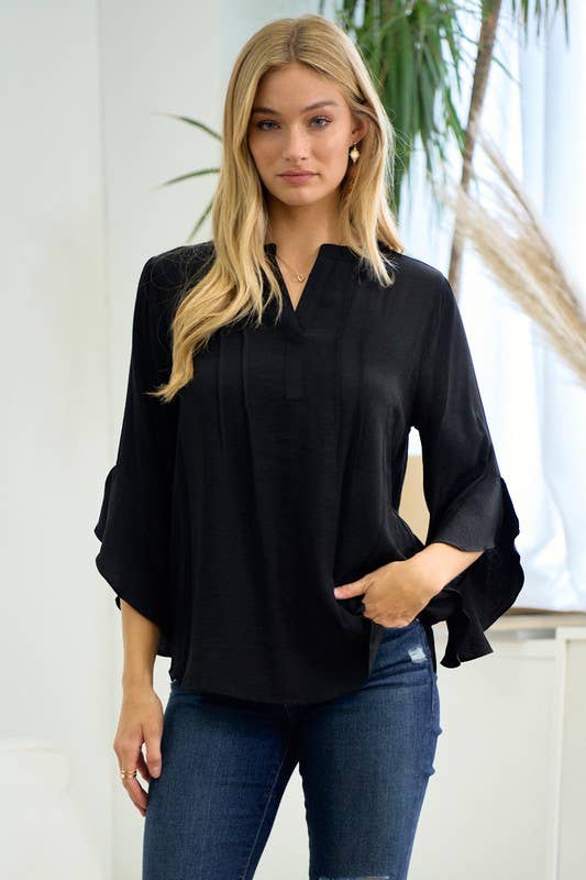 Ruffled 3/4 Sleeve Dress Shirt