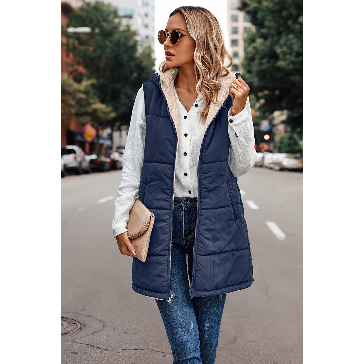 Navy Faux Fur Vest