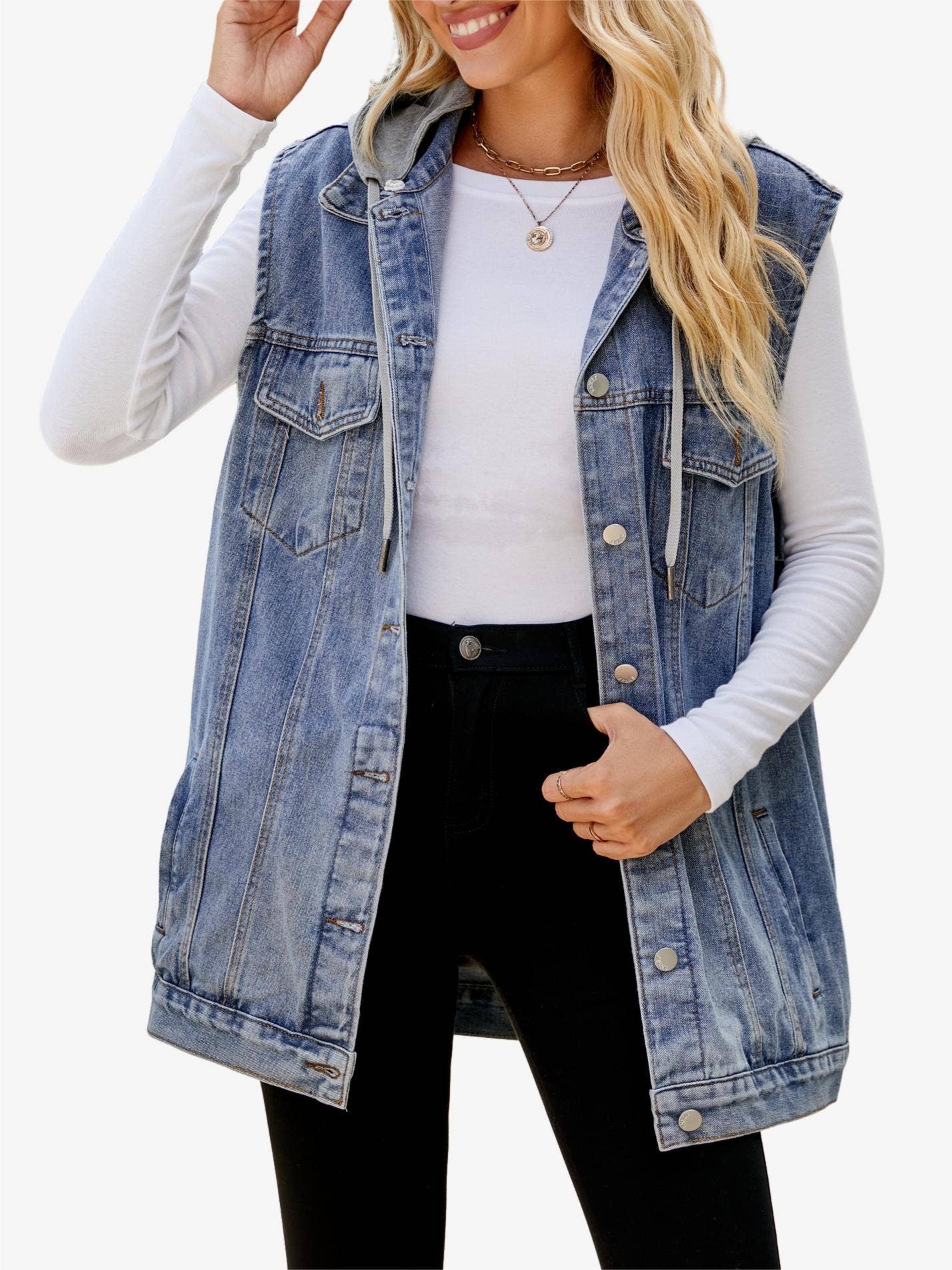 Hooded Denim Vest