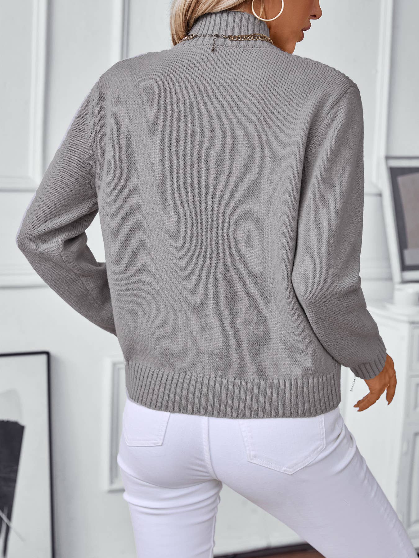 Gray Turtleneck Sweater