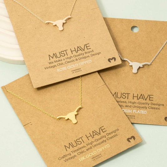 Necklace: Dainty Bull Head Pendant