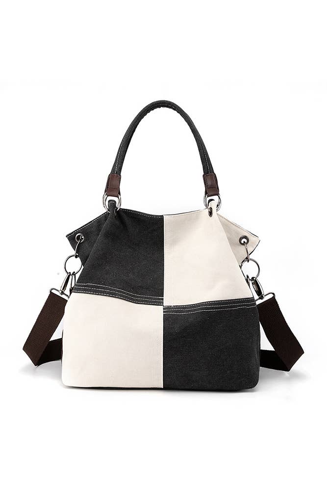 Colorblock Canvas Shoulder Bag
