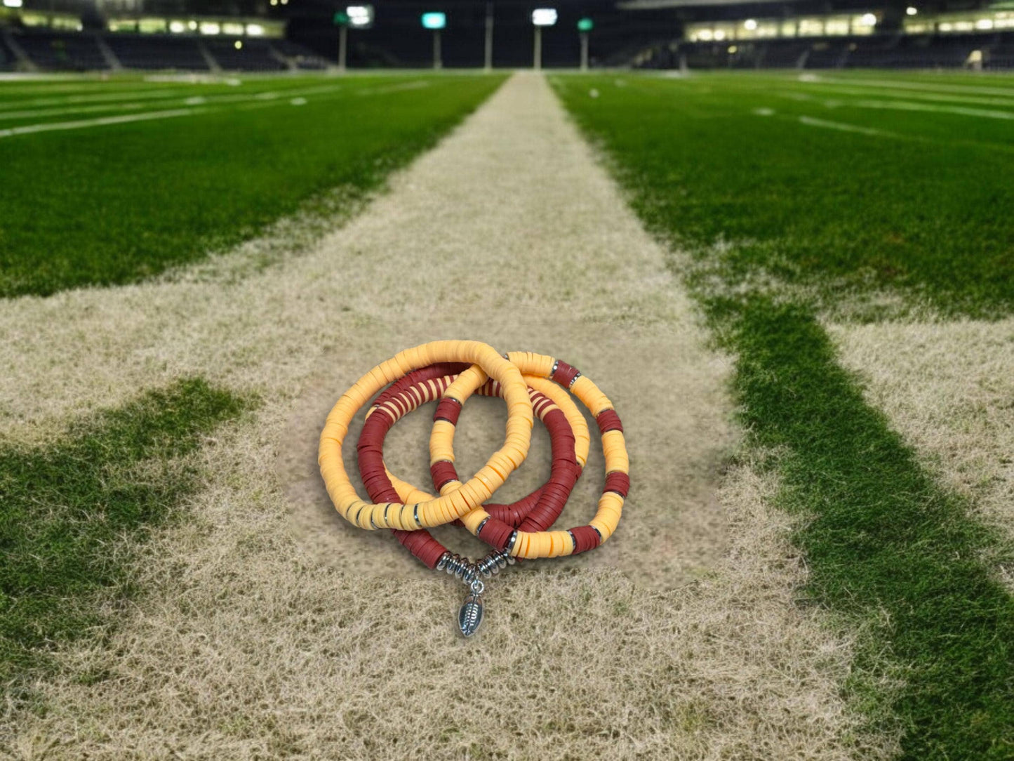 Maroon and Gold Game Day Bracelet Stack