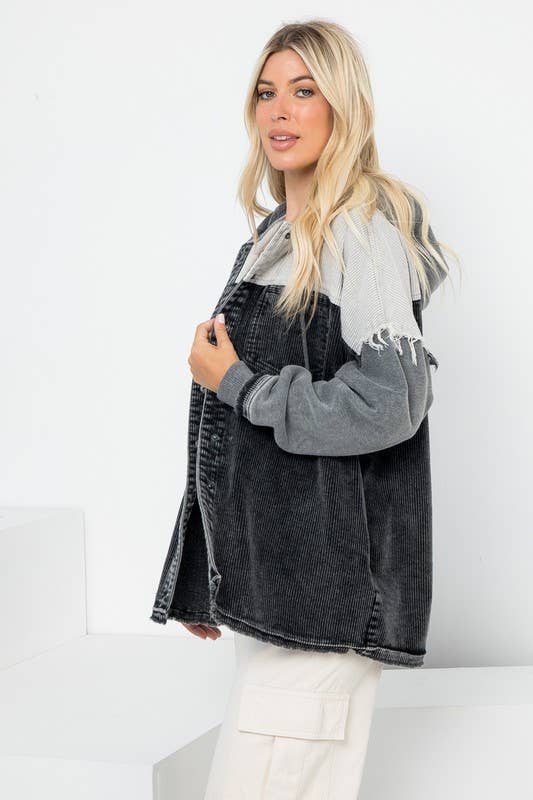 Plus Size Hooded Shacket