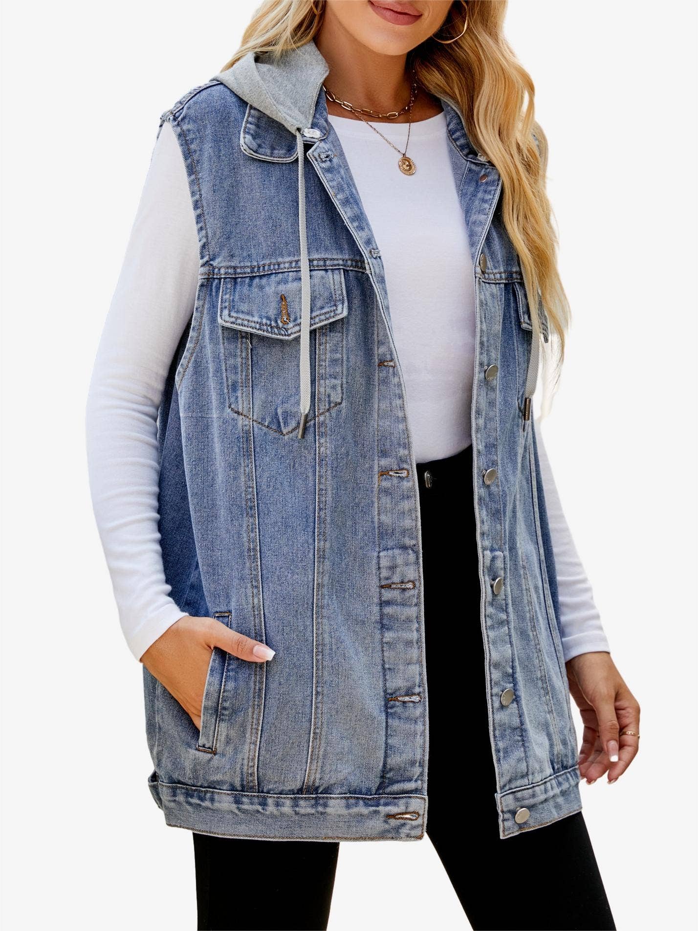 Hooded Denim Vest