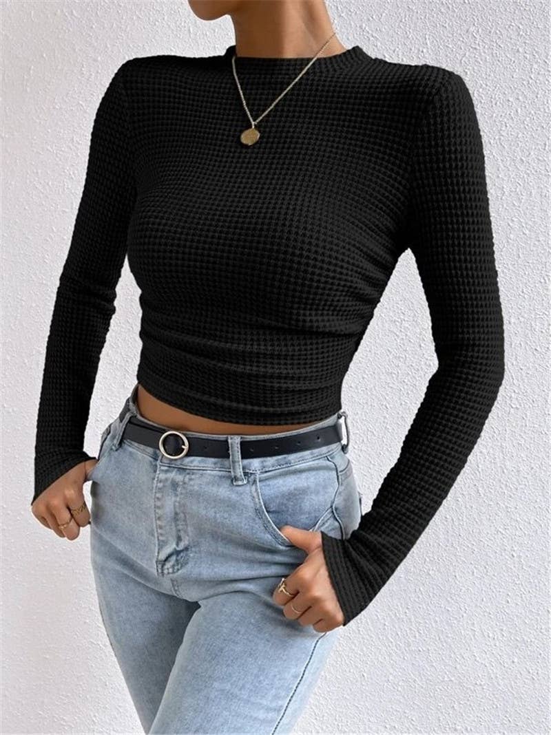 Waffle slim fit long sleeve t-shirt
