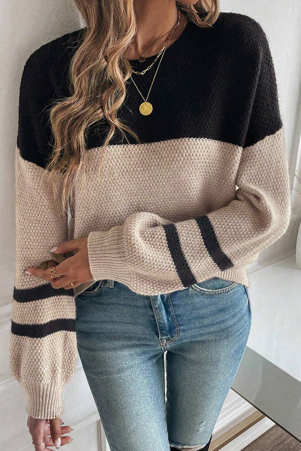 Knit Striped Sleeve Sweater