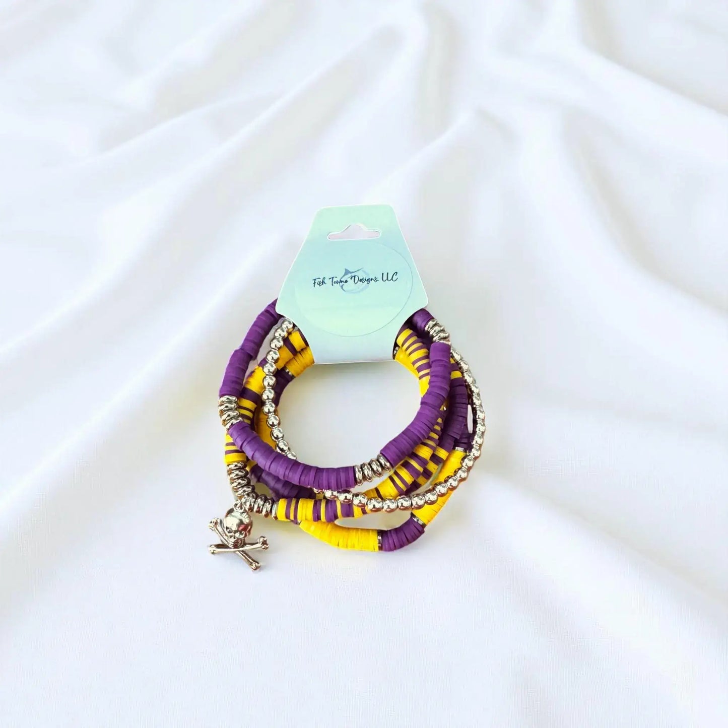 Purple and Gold Heishi Bead Bracelet Stack