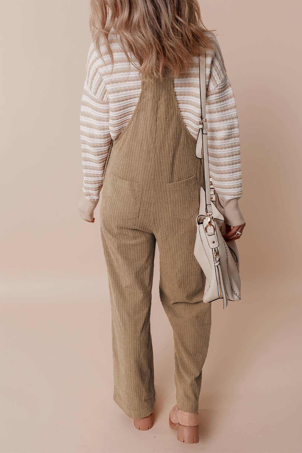 Solid Pocketed Loose Fit Corduroy Overall