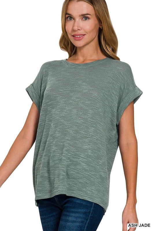 Roll-up Sleeve Lightweight Sweater Top