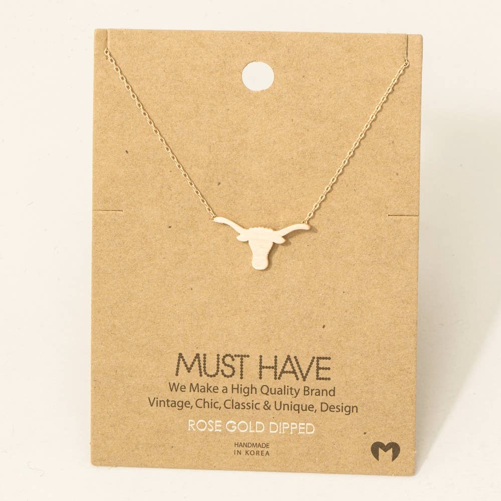 Necklace: Dainty Bull Head Pendant