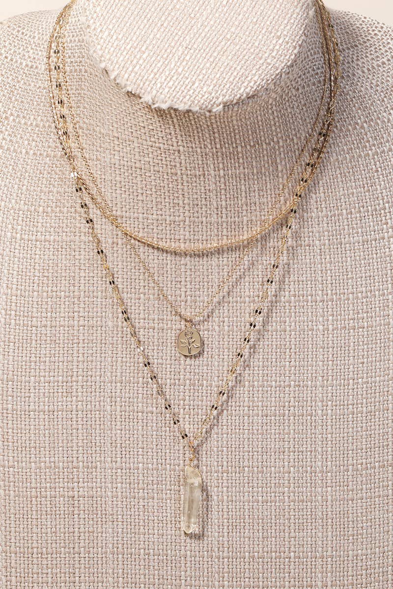 Crystal Pendant Layered Necklace