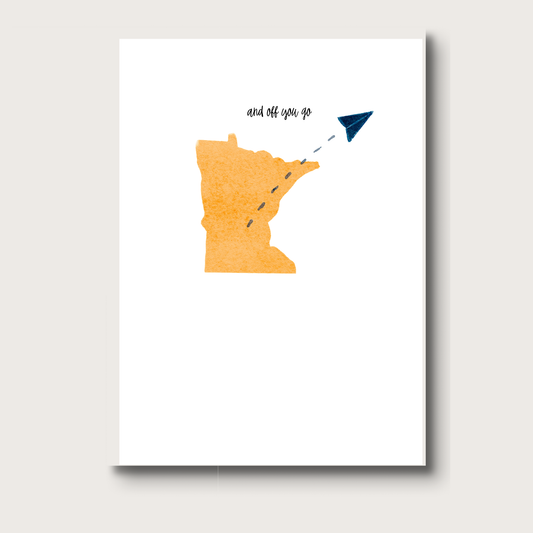 AligN: Minnesota Graduation or Good-bye Card -Paper Airplane Greeting Card - And Off You Go