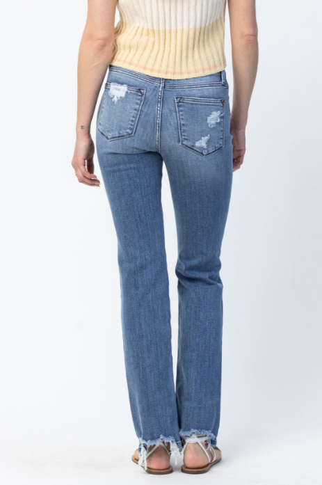 Judy Blue Destroyed Straight Mid Rise Jeans