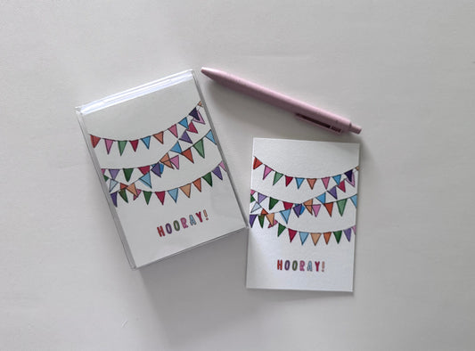 AligN Boxed Greeting Cards: Hooray Colorful Flag Banner