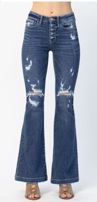Judy Blue Flare Jeans Distressed