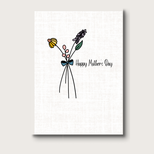 AligN Card: Minimalist Wildflower Bouquet Greeting Card - Mother's Day Greeting Card