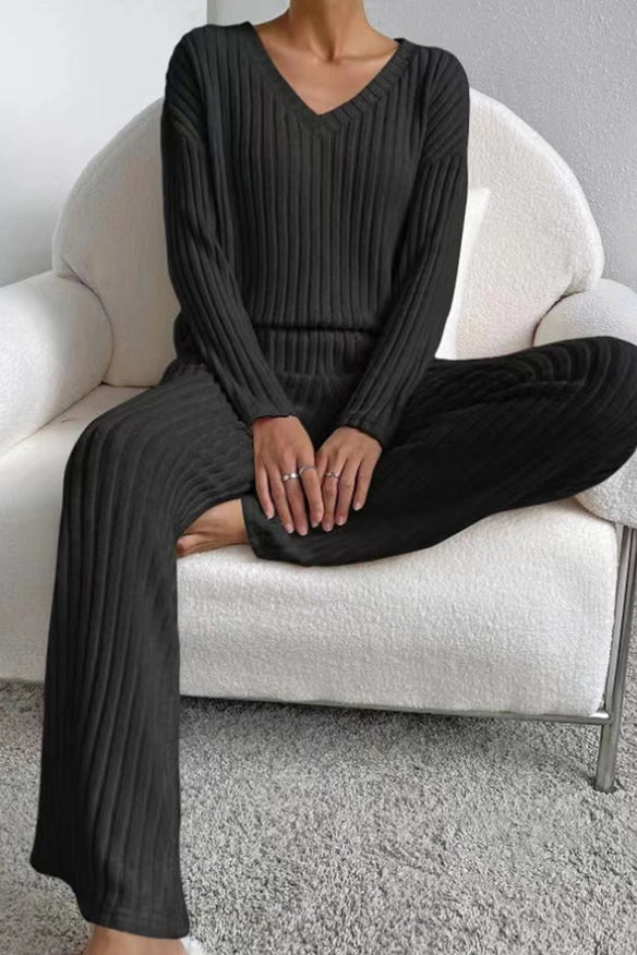 Ribbed Top with Pants Set