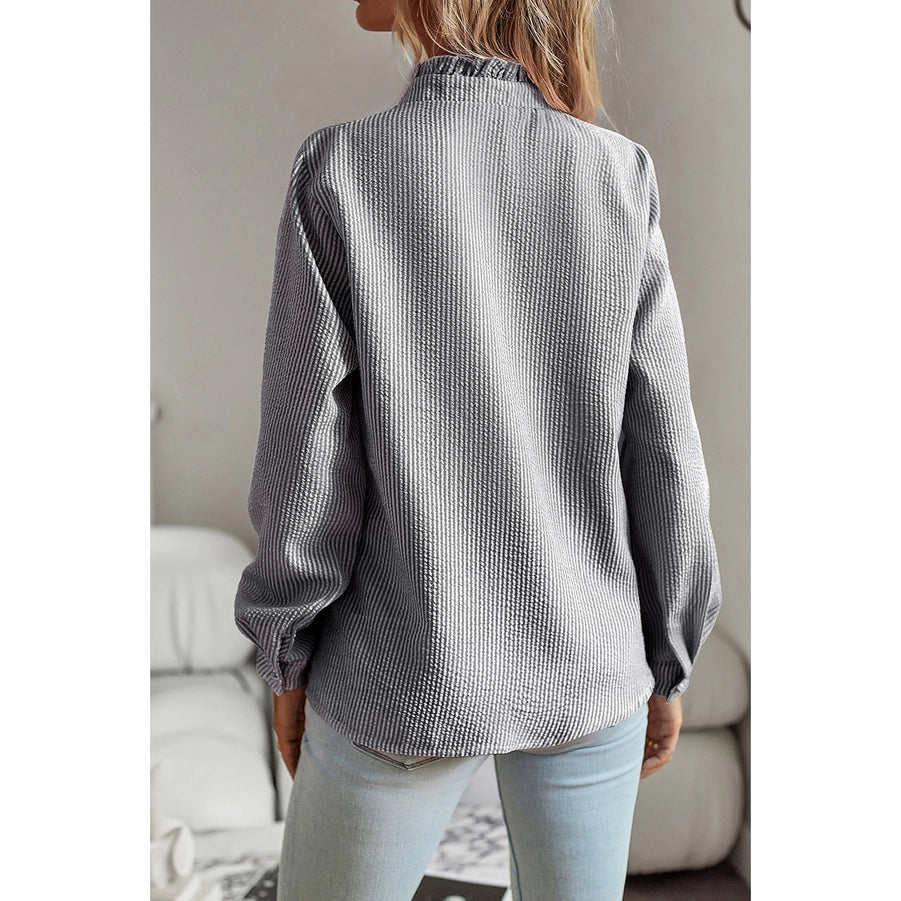 Ruffle Button Long Sleeve Shirt