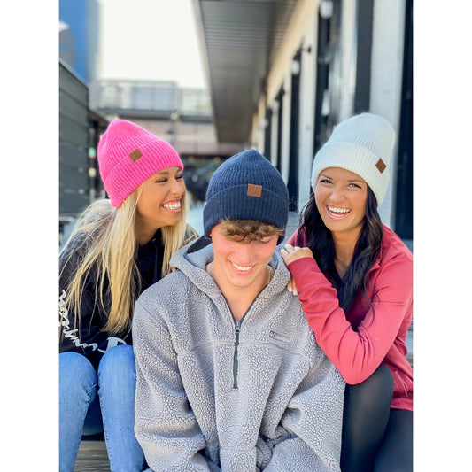 Unisex Soft Ribbed Cuff CC Beanie
