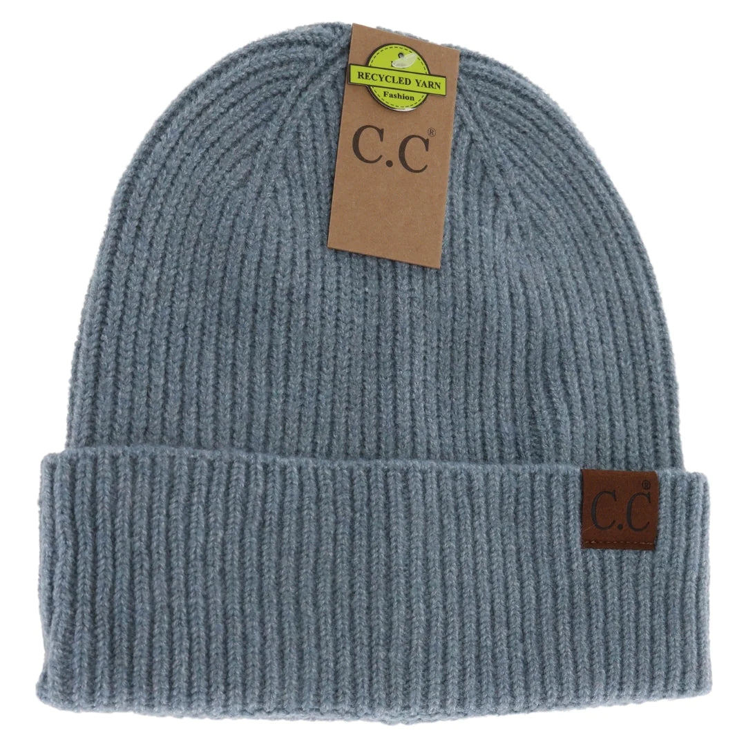 Unisex Soft Ribbed Cuff CC Beanie