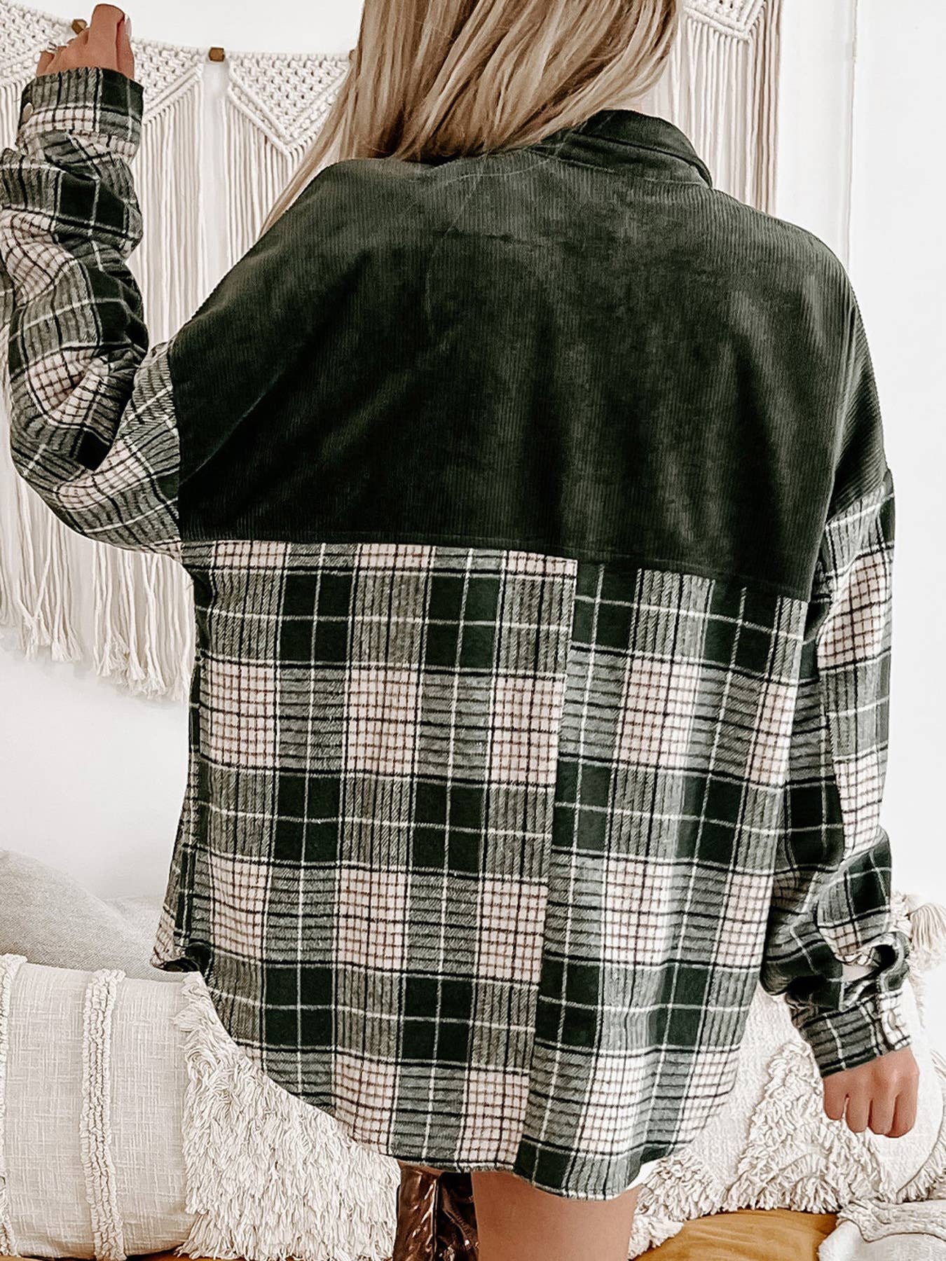 Plaid-Corduroy Coat