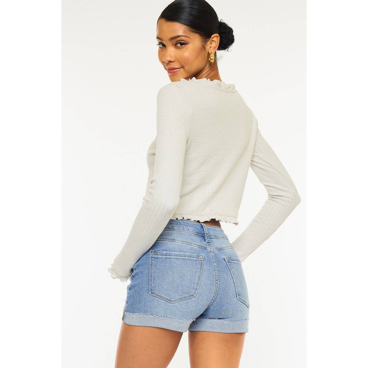 KanCan Light Demin Button Fly Shorts
