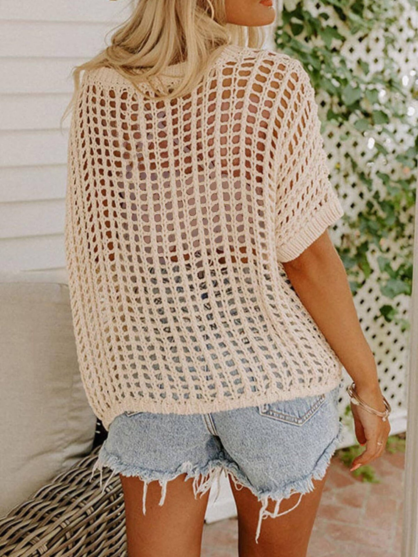 Hollow Top Beach Cover Up;  Blue