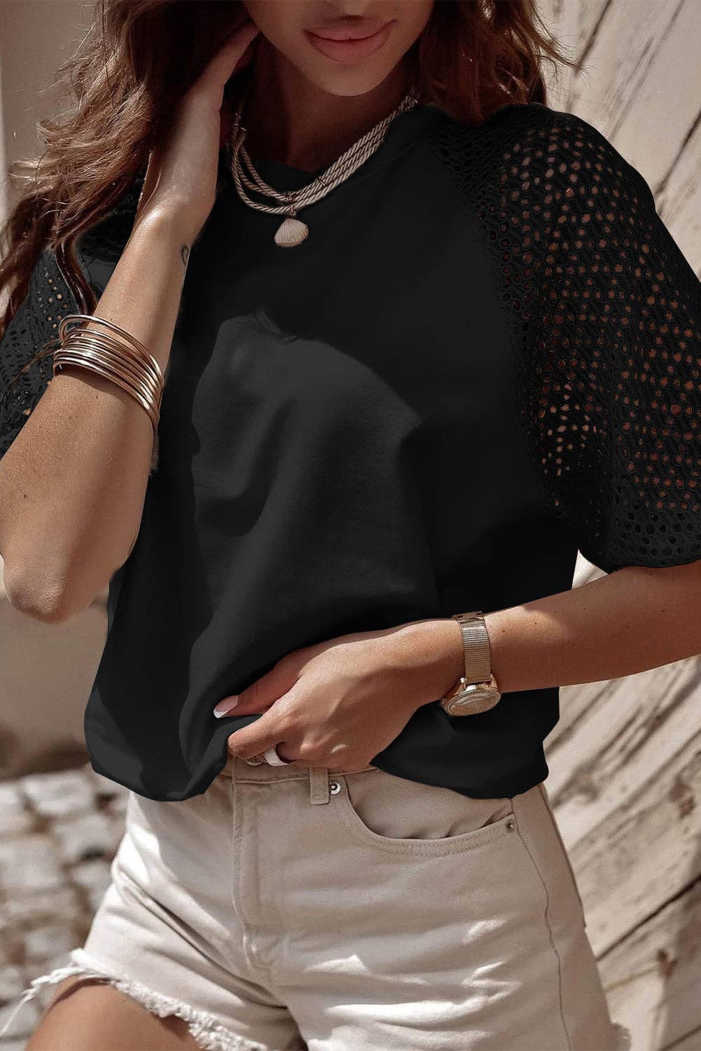 Lace Sleeve Tee