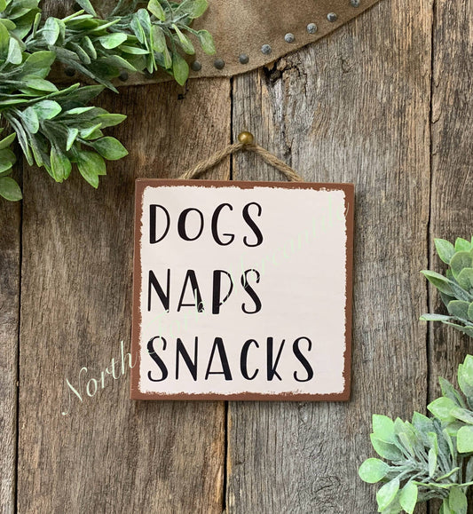 Dogs. Naps. Snacks. Sign