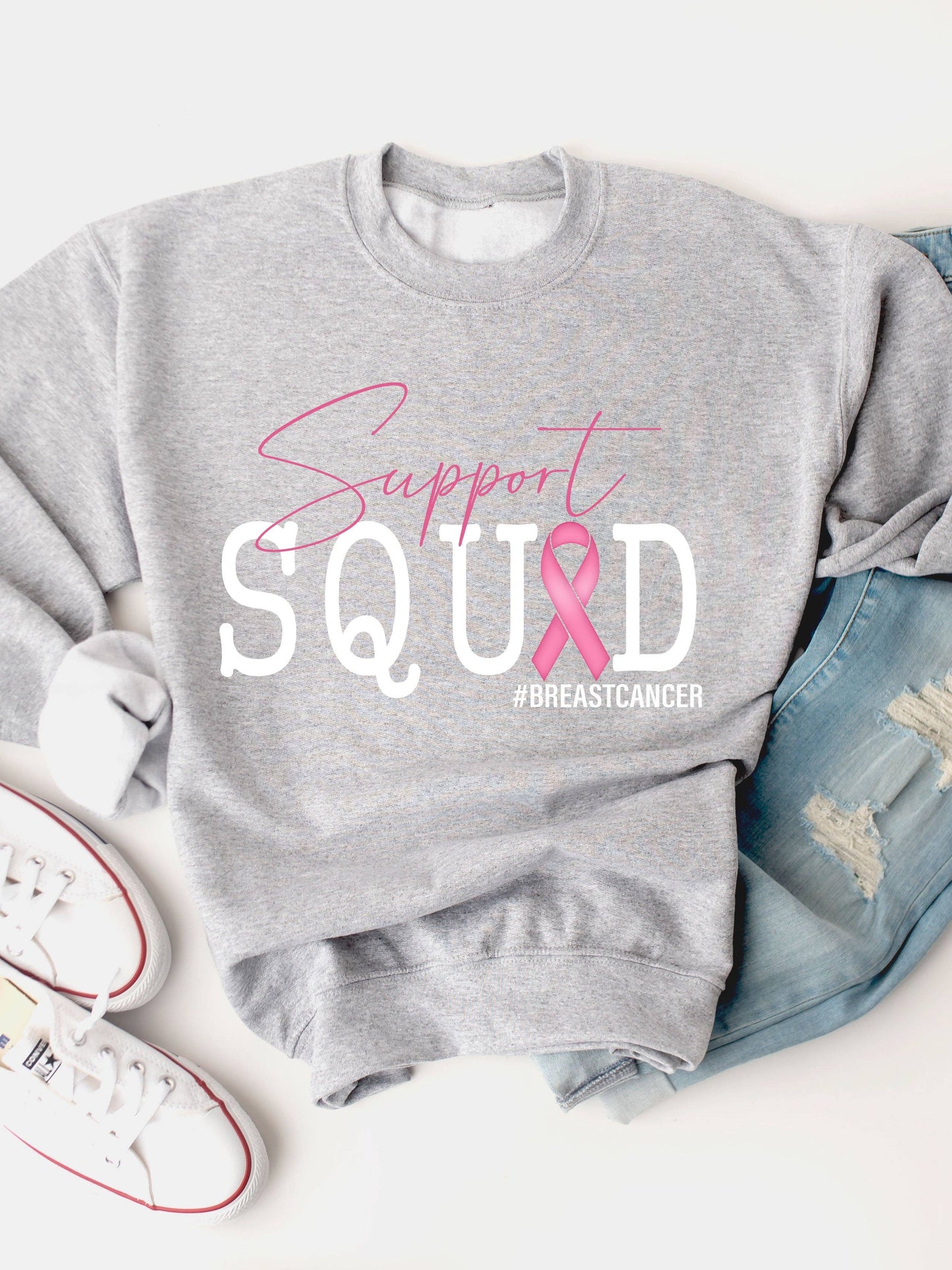 Support Squad #breastcancer Graphic Sweatshirt
