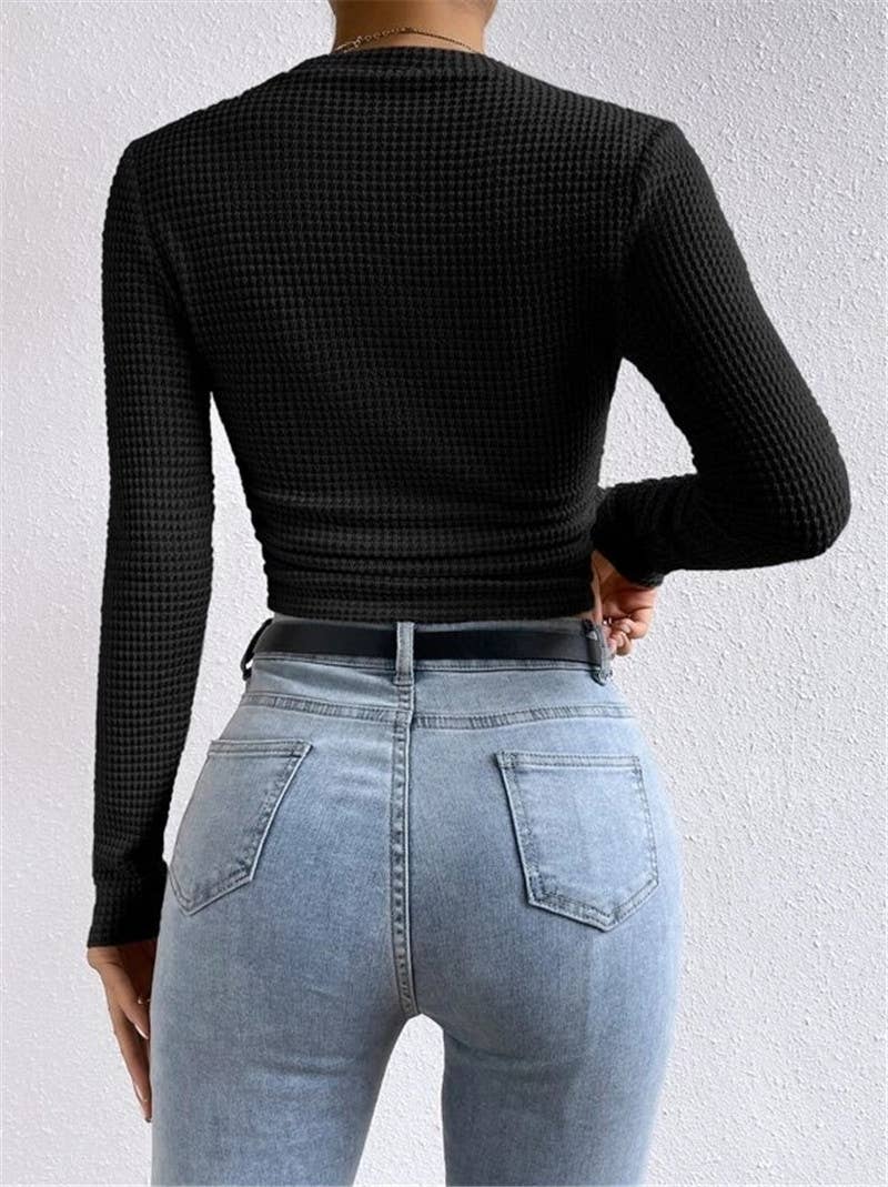 Waffle slim fit long sleeve t-shirt