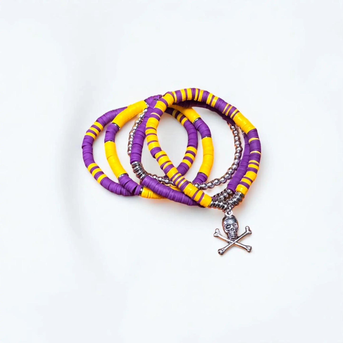 Purple and Gold Heishi Bead Bracelet Stack